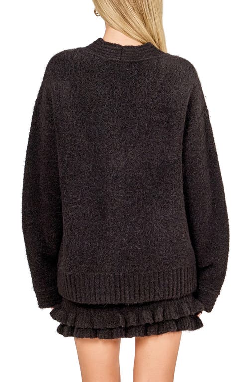 Endless Rose Fuzzy Oversize Cardigan In Black