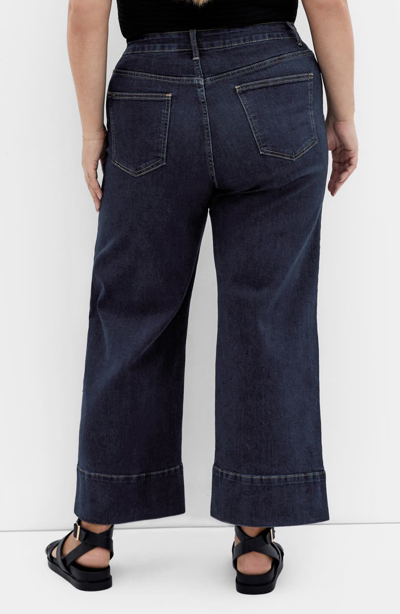 City Chic Millie Crop Wide Leg Jeans, Alternate, color, Dark Denim