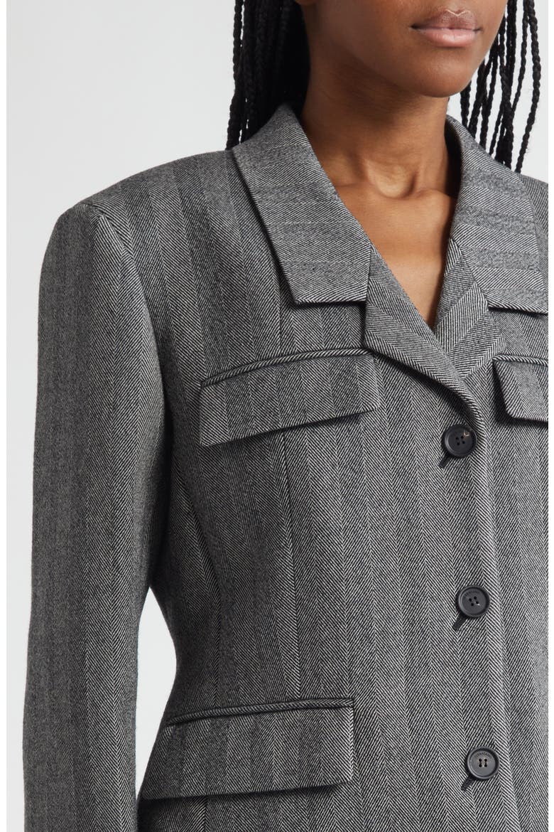 Wool Blend Herringbone Crop Jacket, Alternate, color, NERO/ WHITE SAND