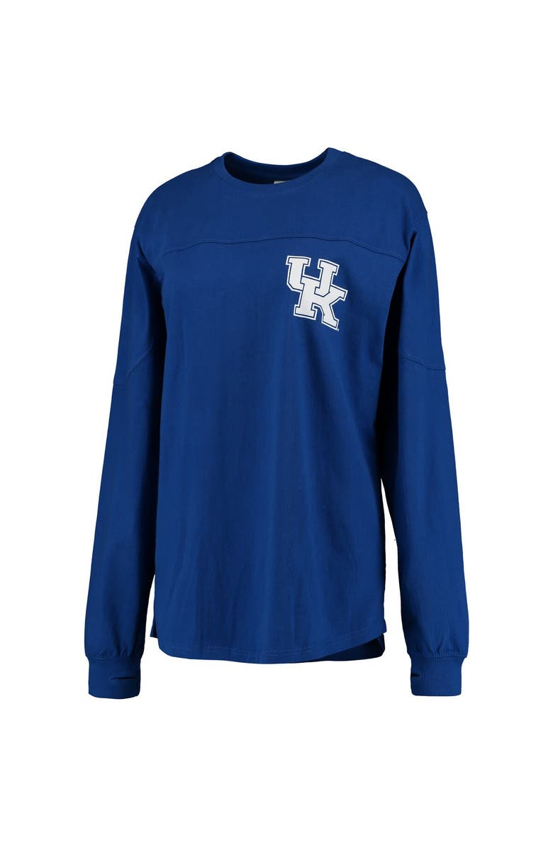 PRESSBOX Women's Pressbox Royal Kentucky Wildcats Team Logo The Big Shirt Oversized Long Sleeve Shirt, Main, color, 