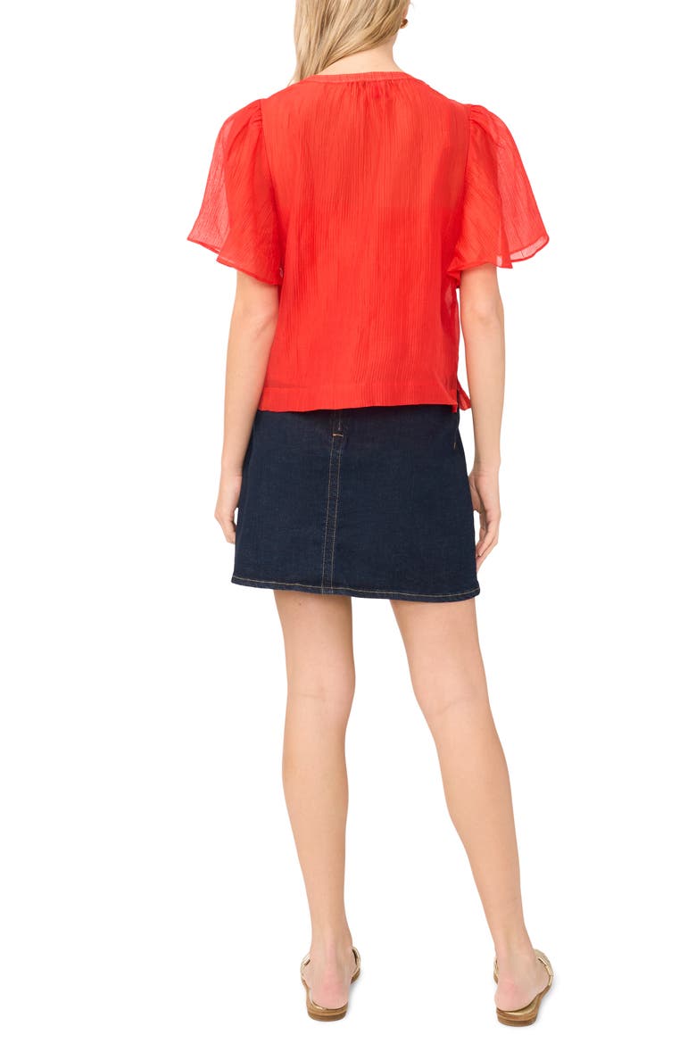 Flutter Sleeve Pleated Top, Alternate, color, LOBSTER RED