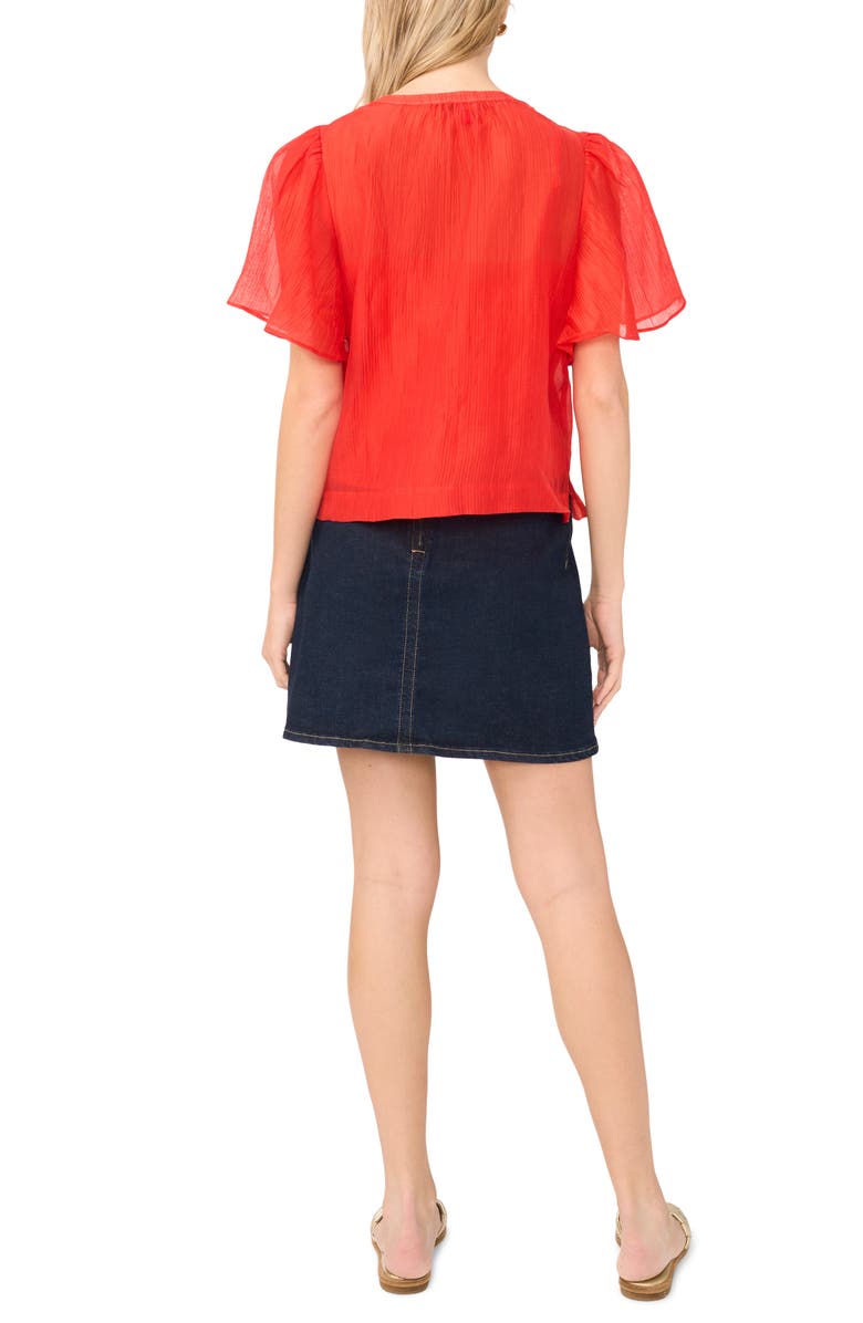 Vince Camuto Flutter Sleeve Pleated Top, Alternate, color, Lobster Red