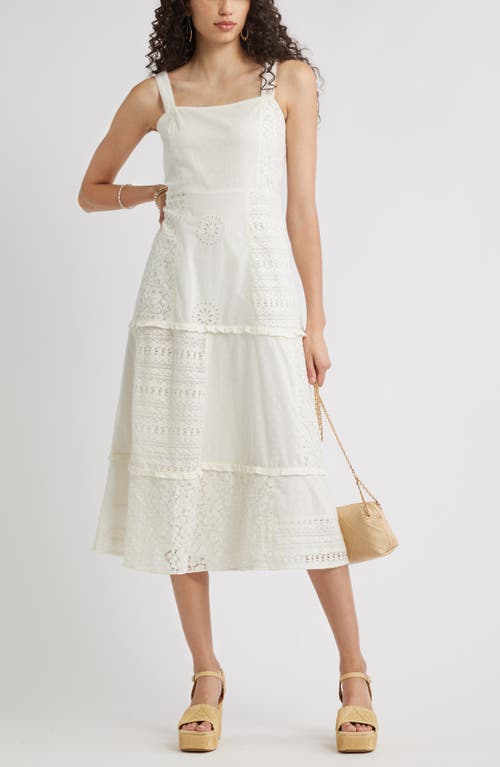 Chelsea28 Sleeveless Embroidered Eyelet Midi Sundress In White
