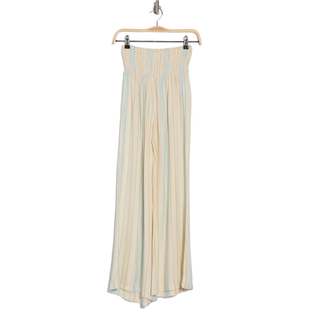 Elan Stripe Smocked Waist Flare Leg Cover-up Pants