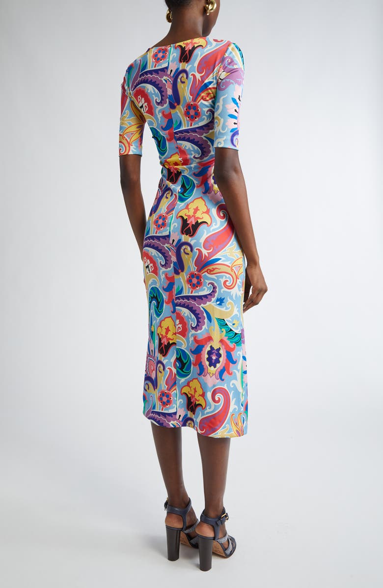 Etro Paisley Print Stretch Jersey Midi Dress, Alternate, color, Stampa F.do Blu