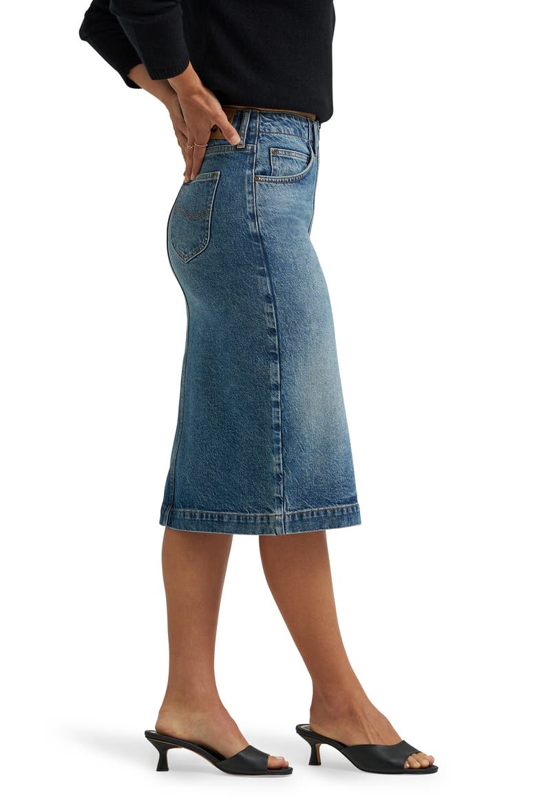 Zip Front Denim Skirt, Alternate, color, INDIGO CAST