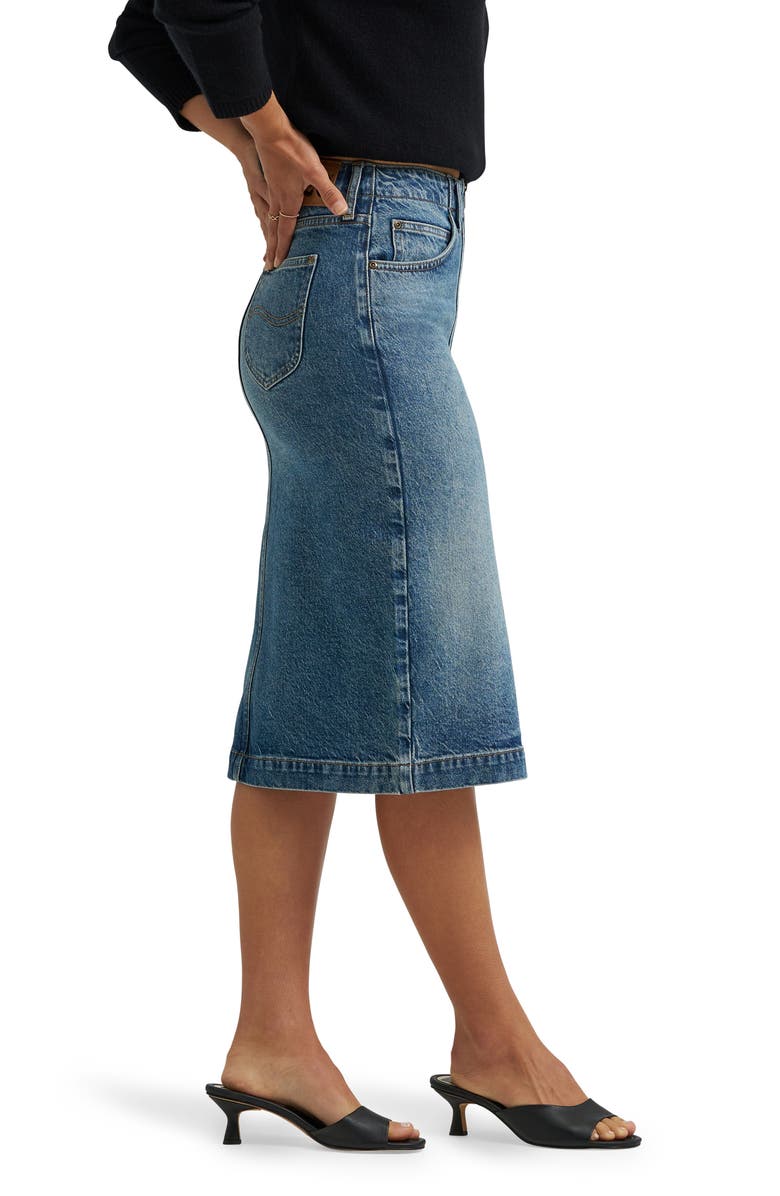 Lee Zip Front Denim Skirt, Alternate, color, Indigo Cast