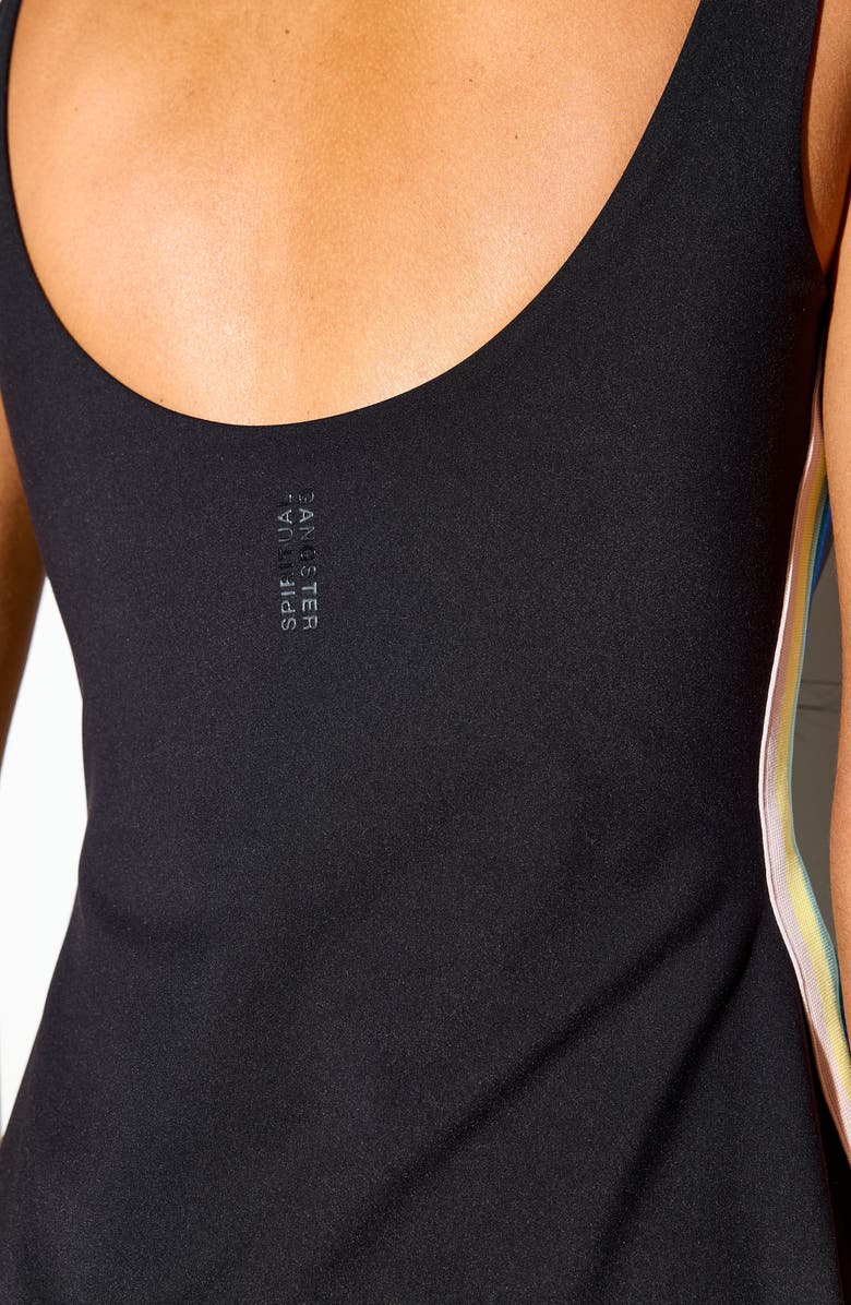 Spiritual Gangster Maddie Side Stripe Active Dress, Alternate, color, Black