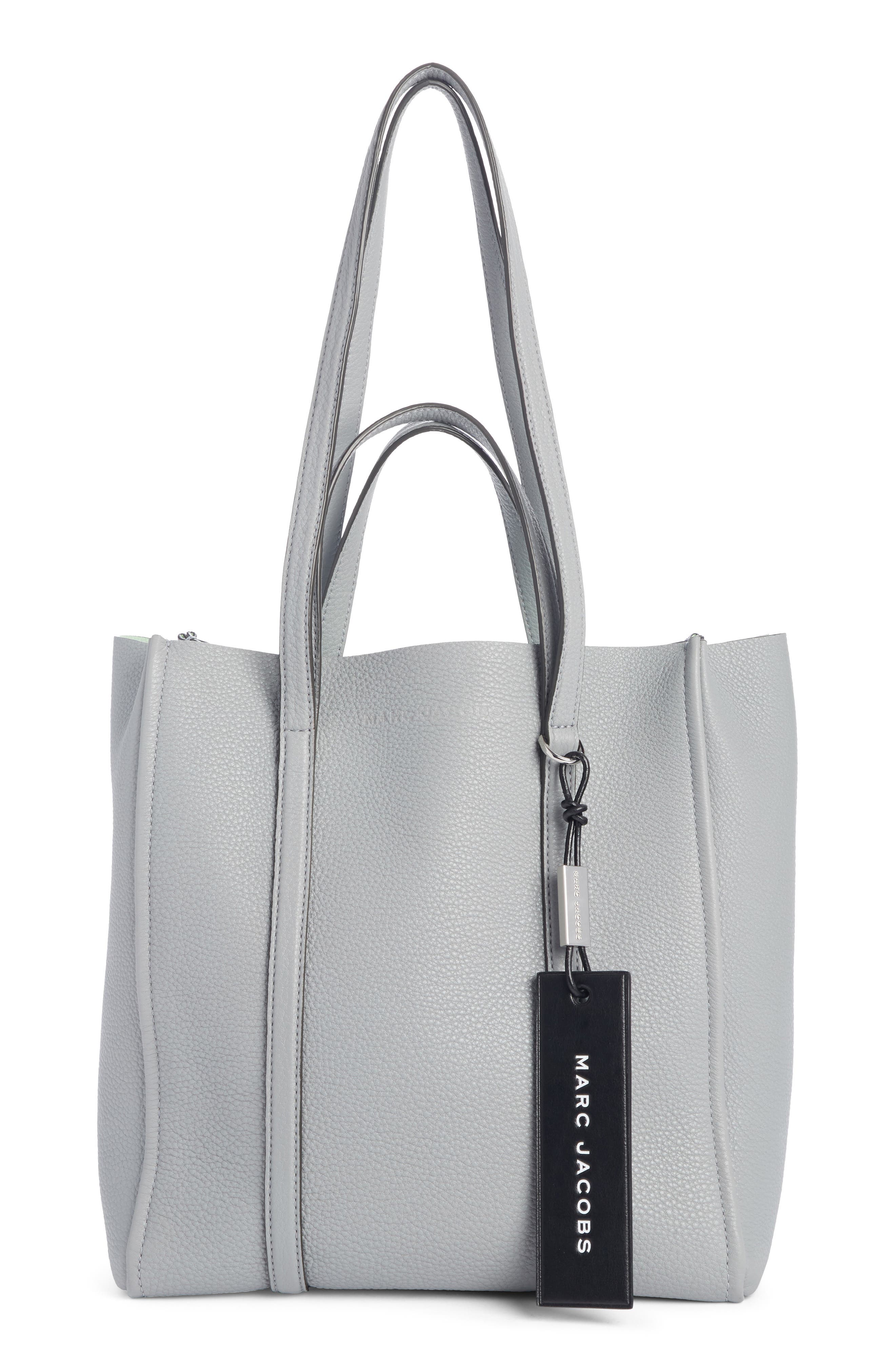 The Marc Jacobs The Tag 27 Leather Tote, Main, color, GREY