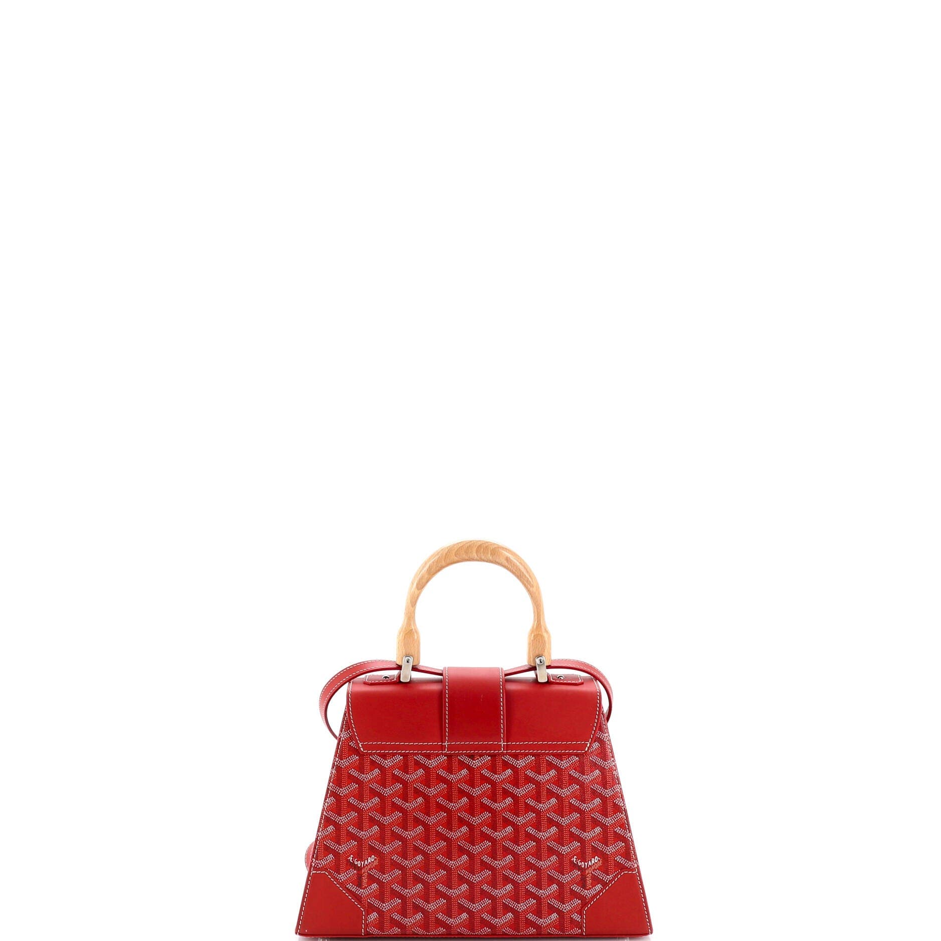Pre-Owned Goyard Saigon Top Handle Bag Coated Canvas with Leather PM, Alternate, color, Red