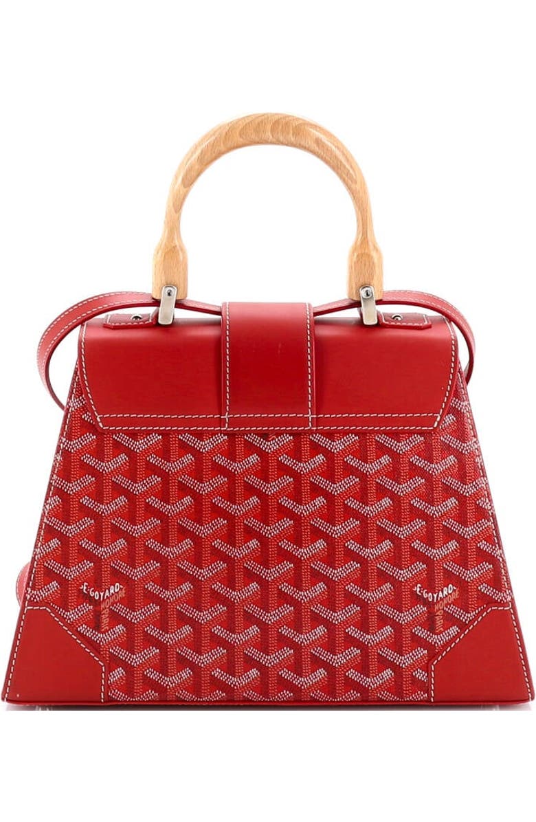 Pre-Owned Goyard Saigon Top Handle Bag Coated Canvas with Leather PM, Alternate, color, Red