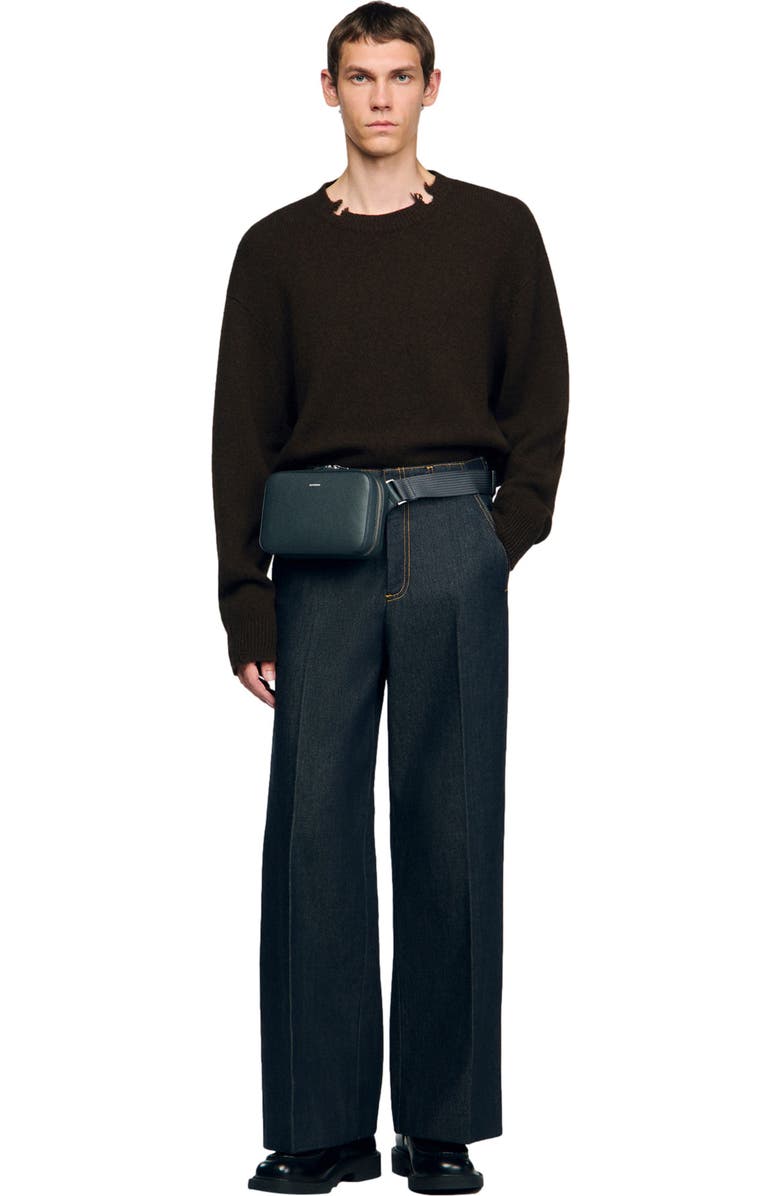 SANDRO Small reconstitued leather bag, Alternate, color, Steel