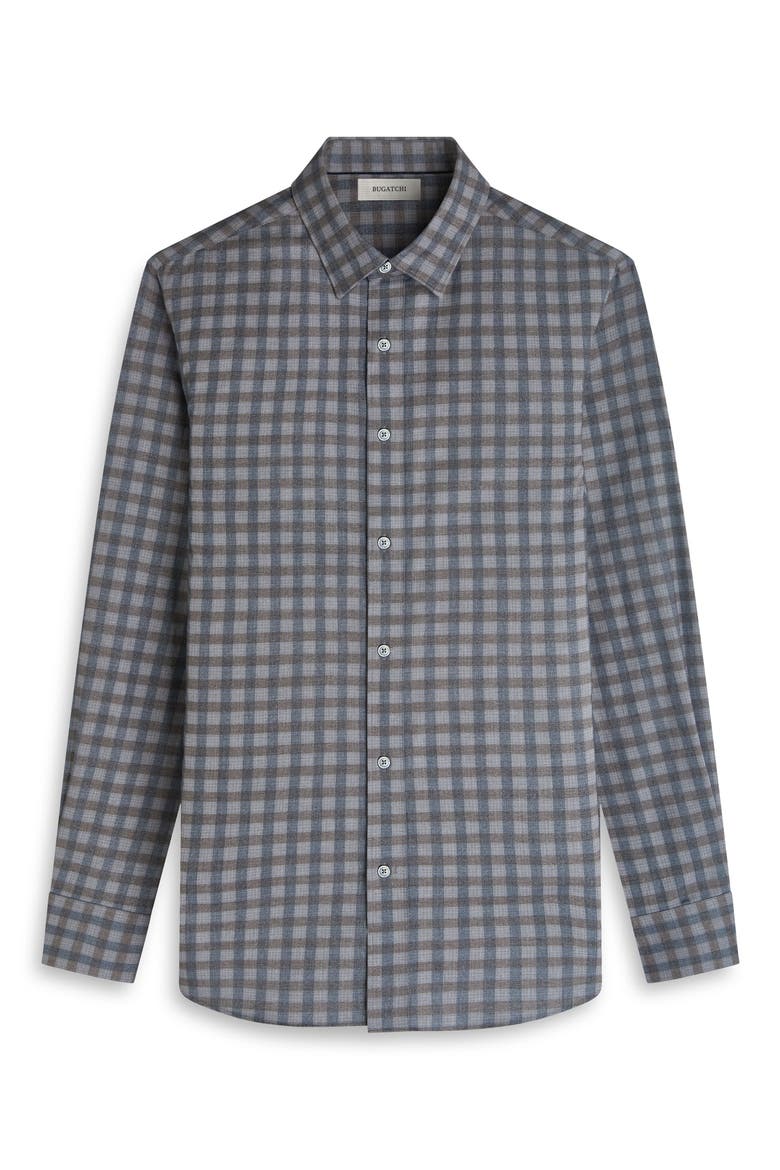 Karl Shaped Fit Plaid Cotton Button-Up Shirt, Alternate, color, WALNUT
