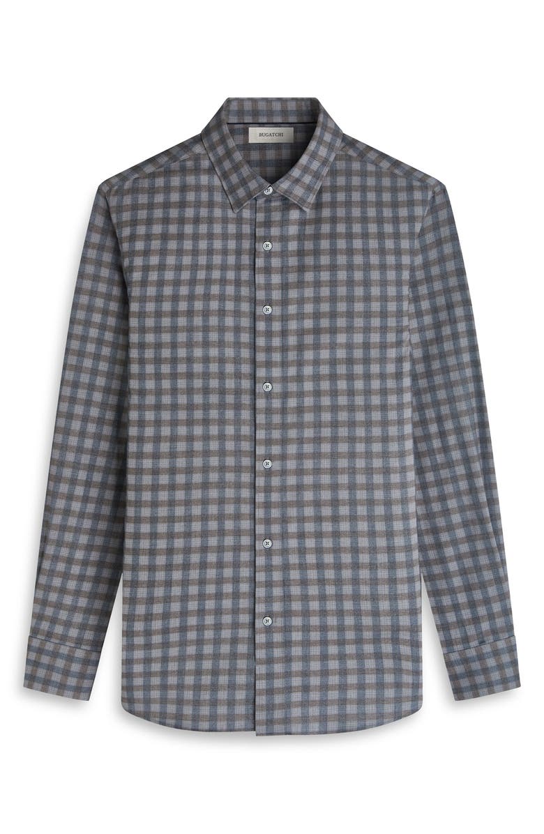 Bugatchi Karl Shaped Fit Plaid Cotton Button-Up Shirt, Alternate, color, Walnut