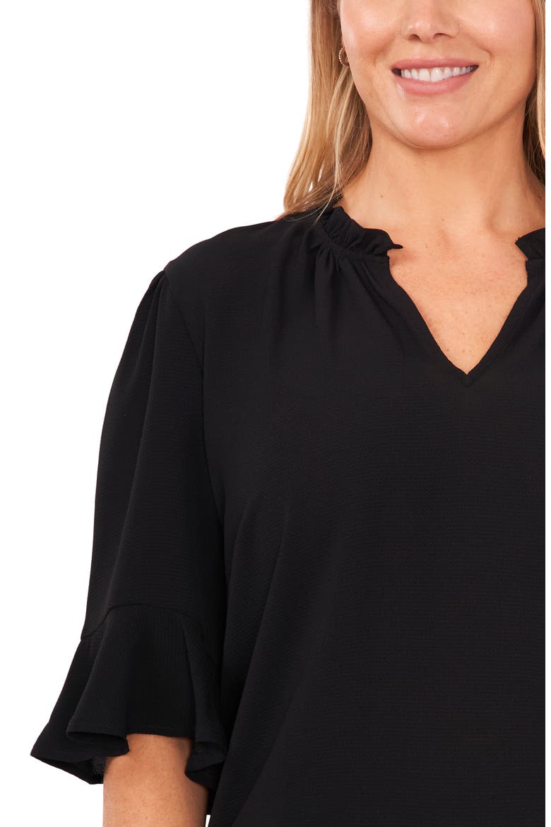 Split Neck Blouse, Alternate, color, RICH BLACK