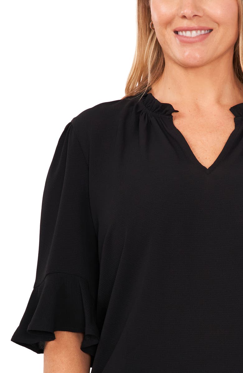 CeCe Split Neck Blouse, Alternate, color, Rich Black