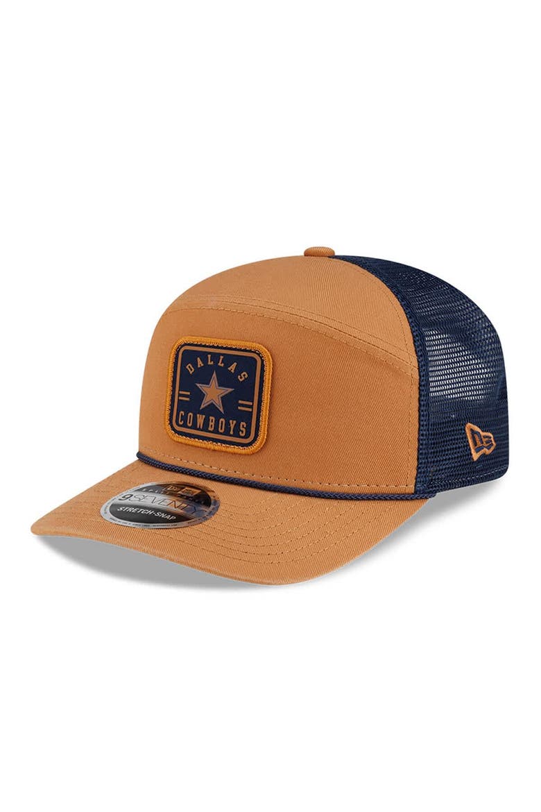 Men's New Era  Brown/Navy Dallas Cowboys Team Patch Split Panel 9SEVENTY Adjustable Trucker Hat, Main, color, Brown