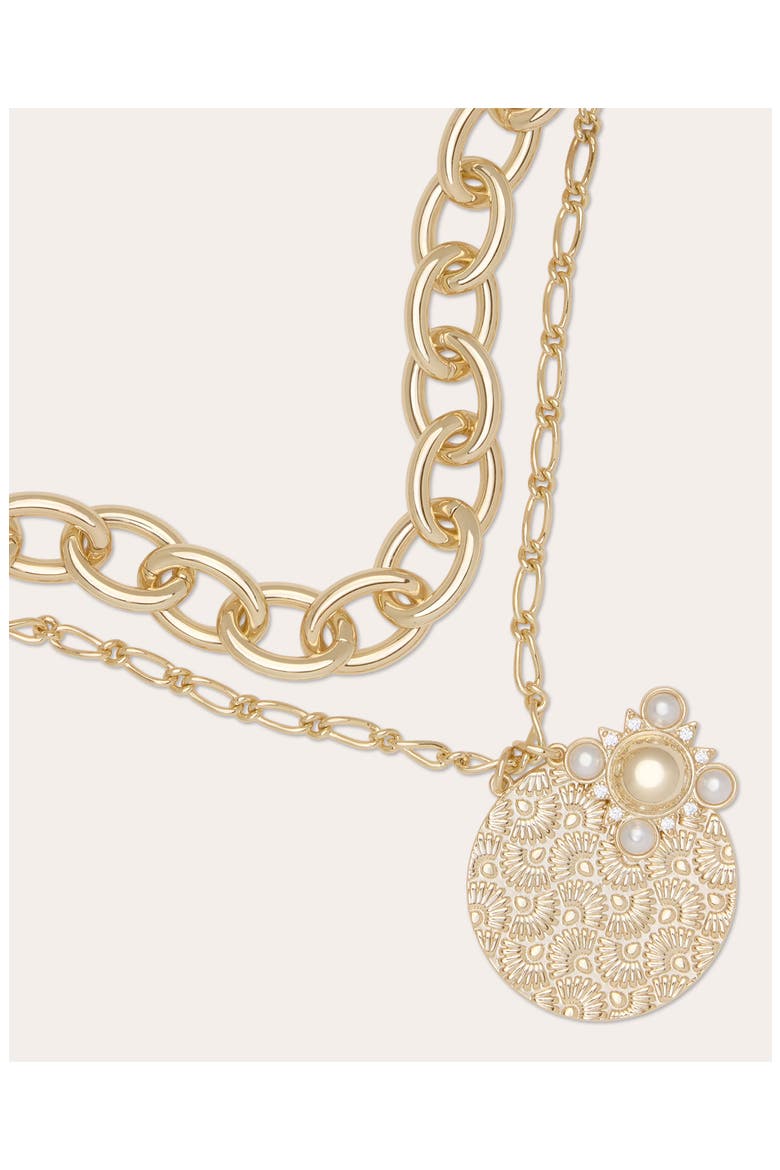 Ariana Medallion Layered Necklace, Alternate, color, GOLD