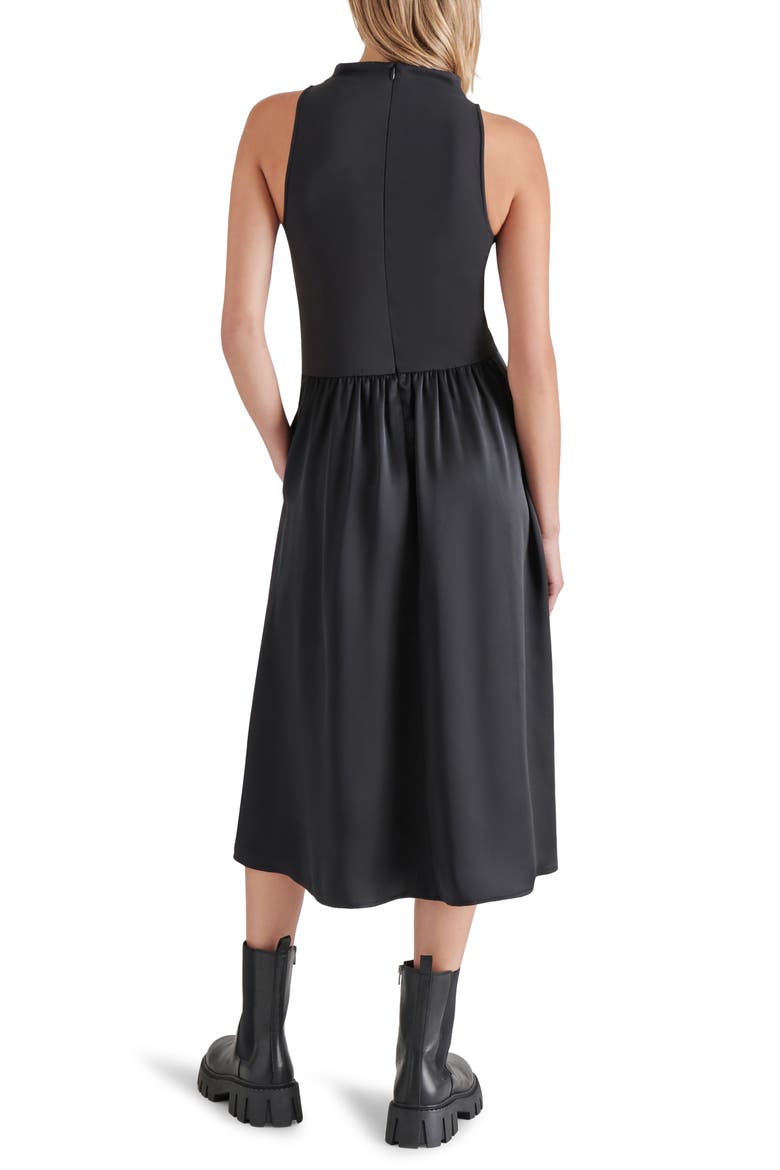 Aradia Mixed Media Midi Dress, Alternate, color, BLACK