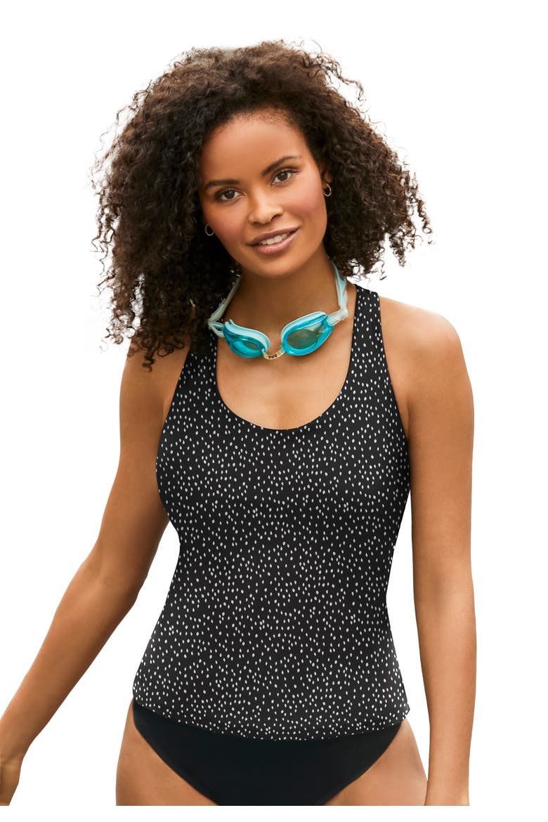 Chlorine Resistant Racerback Tankini Top, Main, color, White Speckle