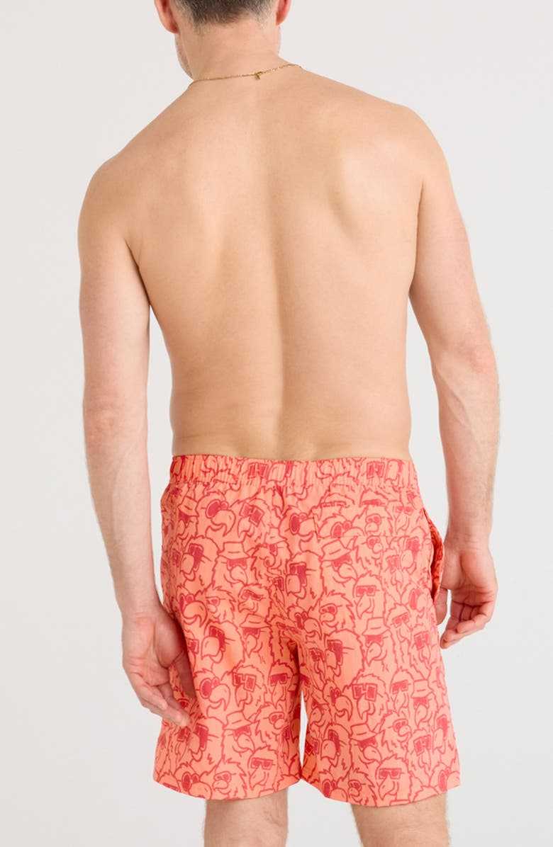SAXX Go Coastal 7-Inch Volley Swim Trunks, Alternate, color, Parrot Party-Coral
