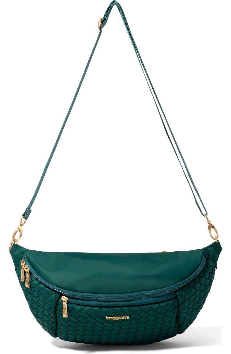 BAGGALLINI Stanton Woven Crossbody, Alternate, color, Jade Woven Twill