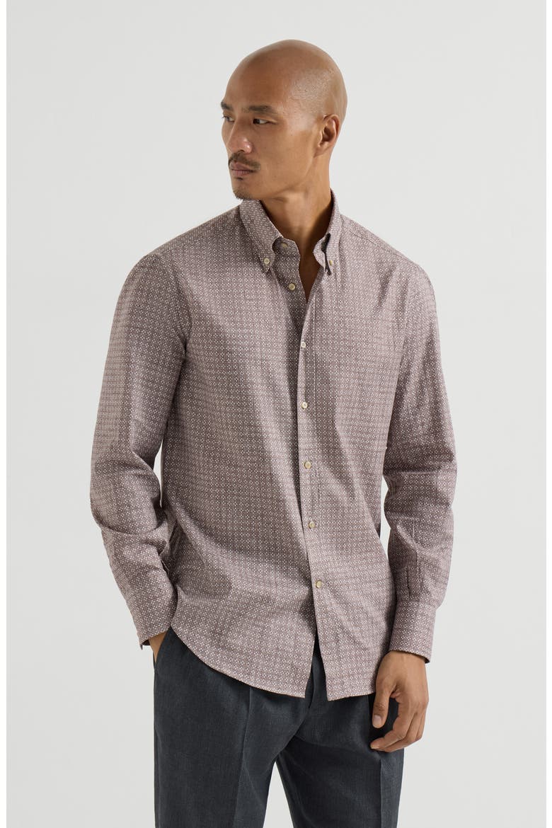 Printed twill shirt, Main, color, Brown