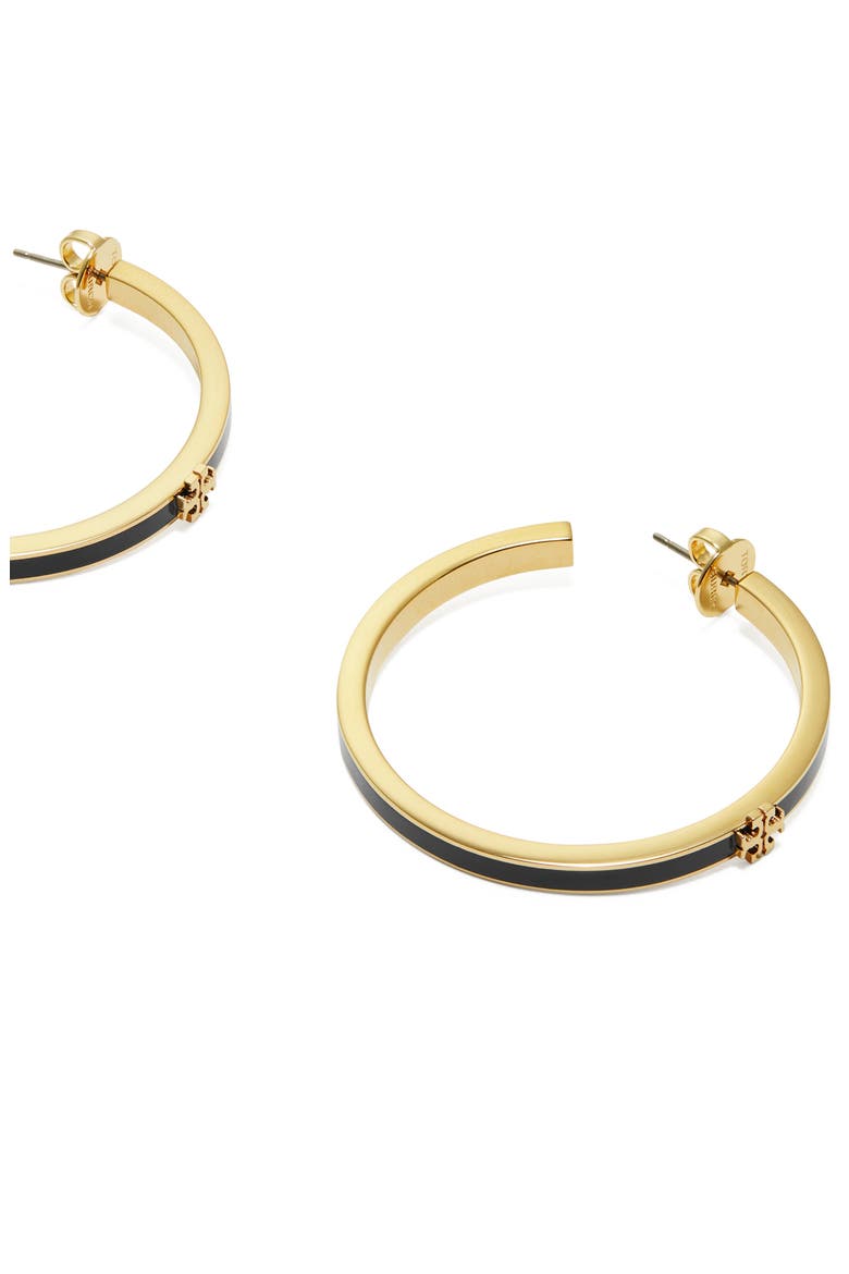 Icon Enamel Hoop Earrings, Alternate, color, TORY GOLD / BLACK