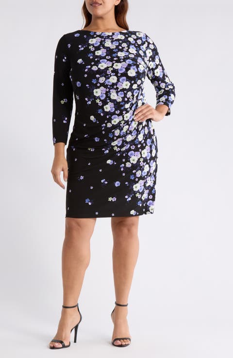 Floral Print Sheath Dress (Plus)