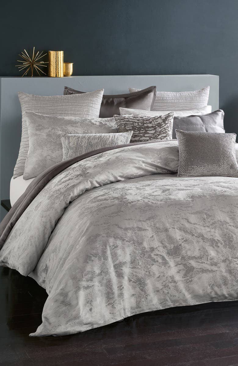 Donna Karan New York Luna Metallic Jacquard Duvet, Main, color, 