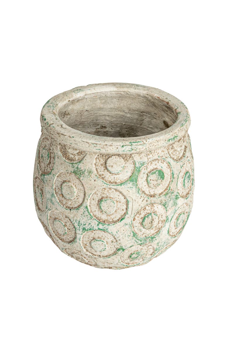 Storied Home Debossed Circles Terra-cotta Planter, Main, color, Green