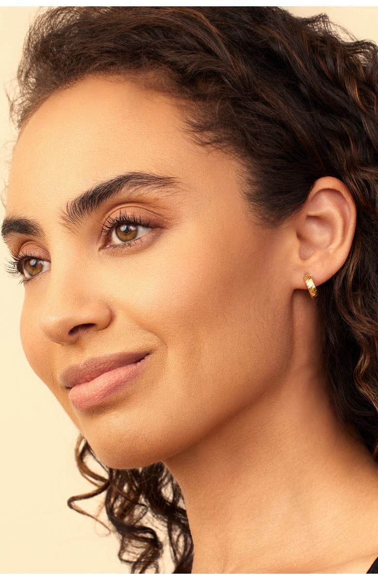 Oradina 18K Gold Cobra Mini Hoops, Alternate, color, 