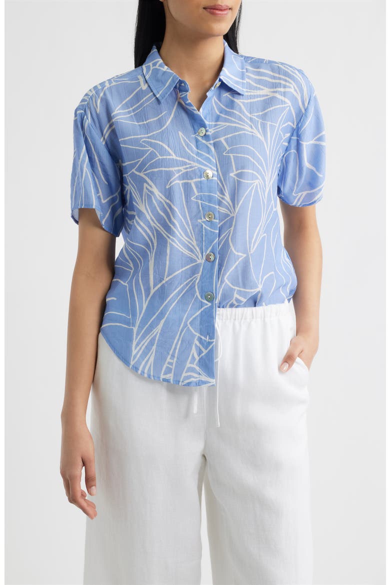 Abstract Print Button-Up Top, Main, color, COASTAL BLOOM