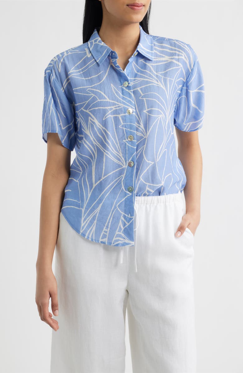 Cloth & Stone Abstract Print Button-Up Top, Main, color, Coastal Bloom