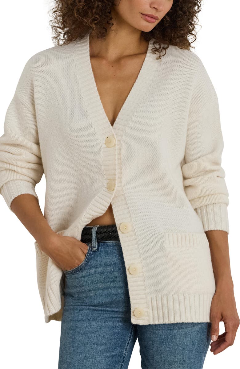 Lauren Ralph Lauren Long Wool Blend Cardigan, Main, color, Mascarpone Cream