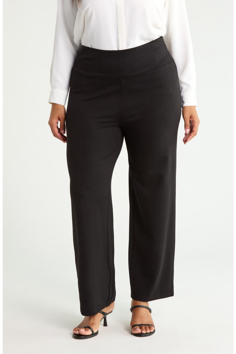 High Waist Pull-On Wide Waistband Trousers, Main, color, ANNE BLACK