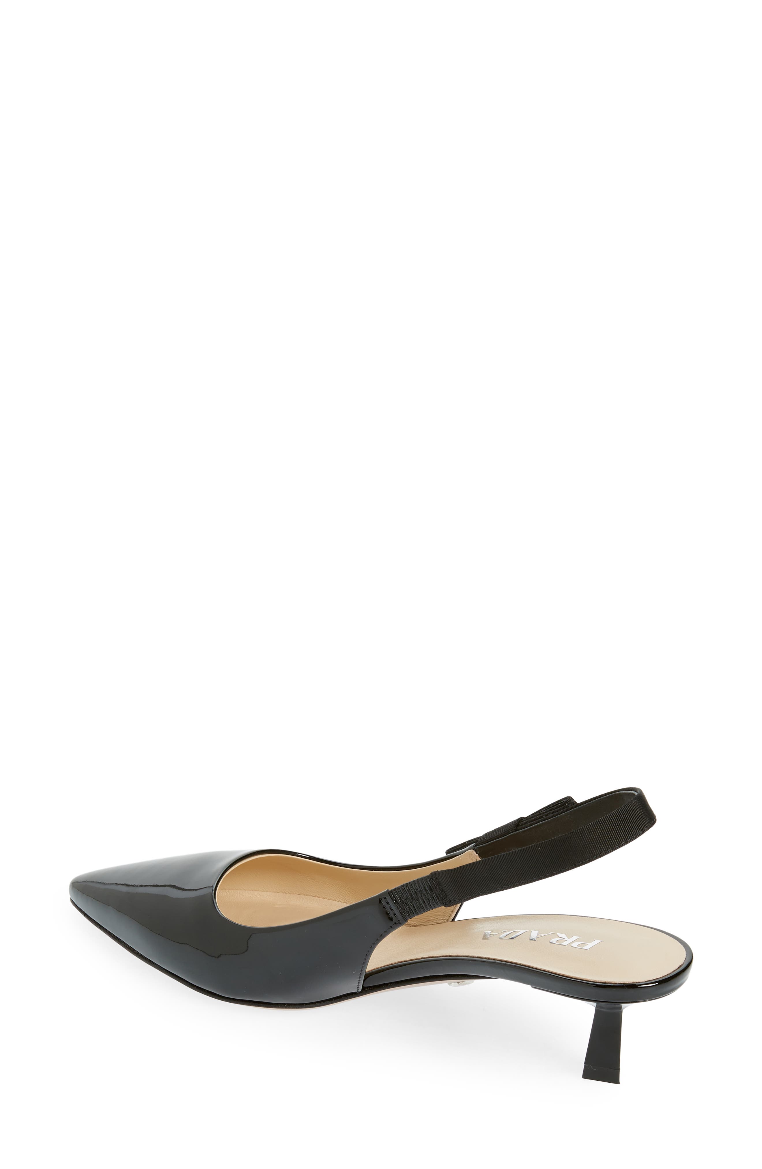 Prada Logo Patent Slingback Pump, Alternate, color, 