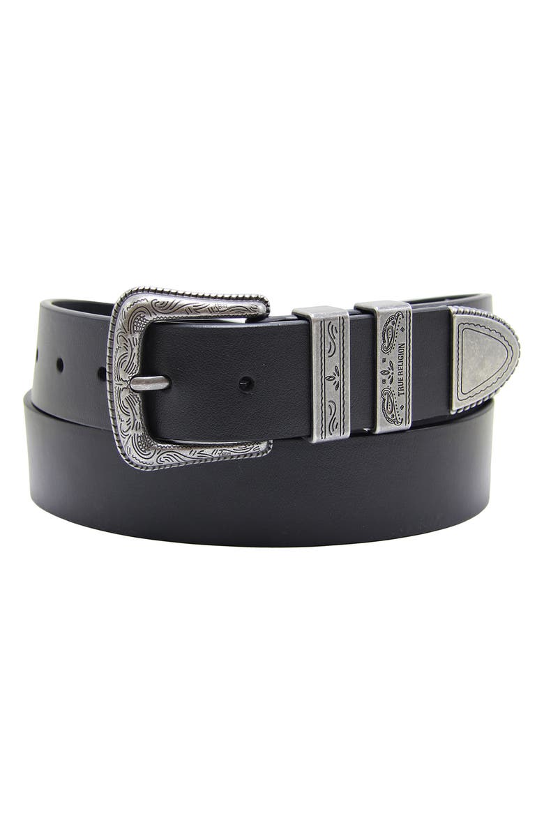 True Religion Palomo Western Buckle Belt, Main, color, Black