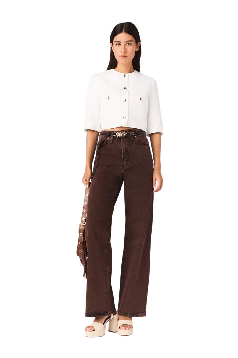 Short linen blend jacket, Main, color, White