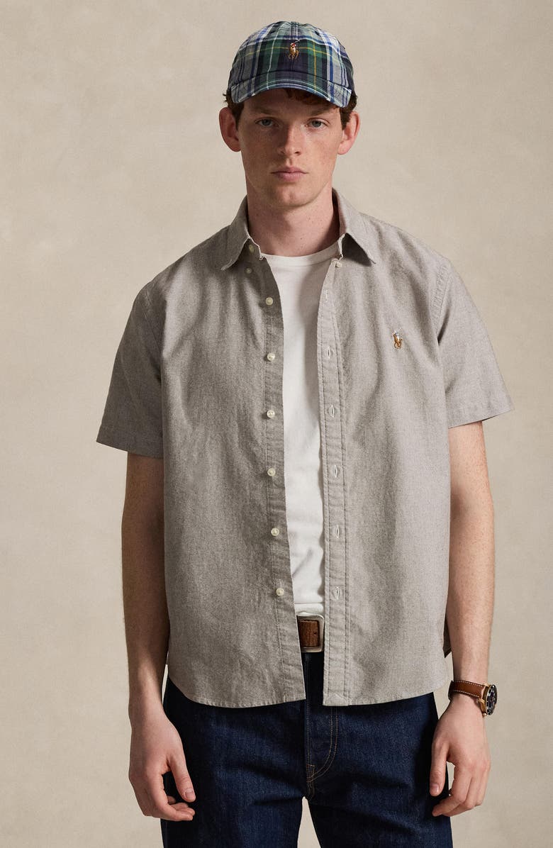 Polo Ralph Lauren Classic Fit Short Sleeve Button-Down Oxford Shirt, Alternate, color, Nutmeg Brwn