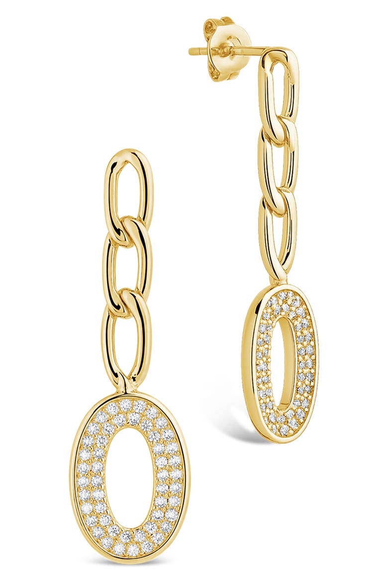 Sunburst Cubic Zirconia Chain Drop Earrings, Main, color, GOLD