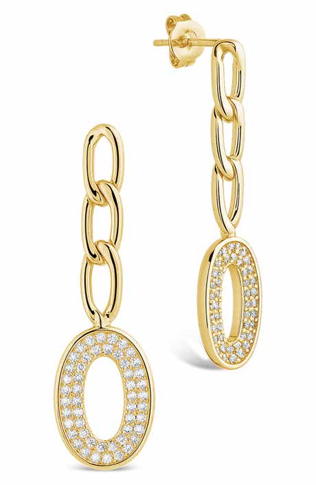 Sunburst Cubic Zirconia Chain Drop Earrings