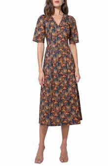 Adelyn Rae Gracie Puff Sleeve Midi Dress