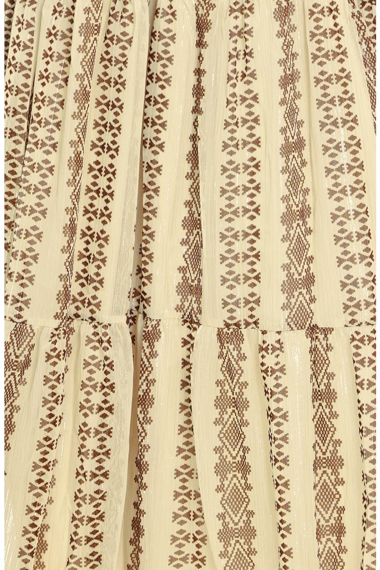 Print Tiered Midi Dress, Alternate, color, IVORY BROWN
