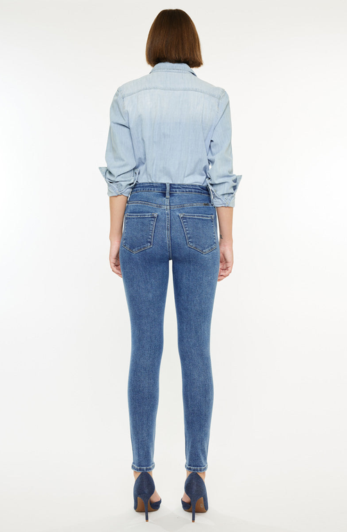 Kancan Bev High Rise Ankle Skinny Jeans In Medium Wash