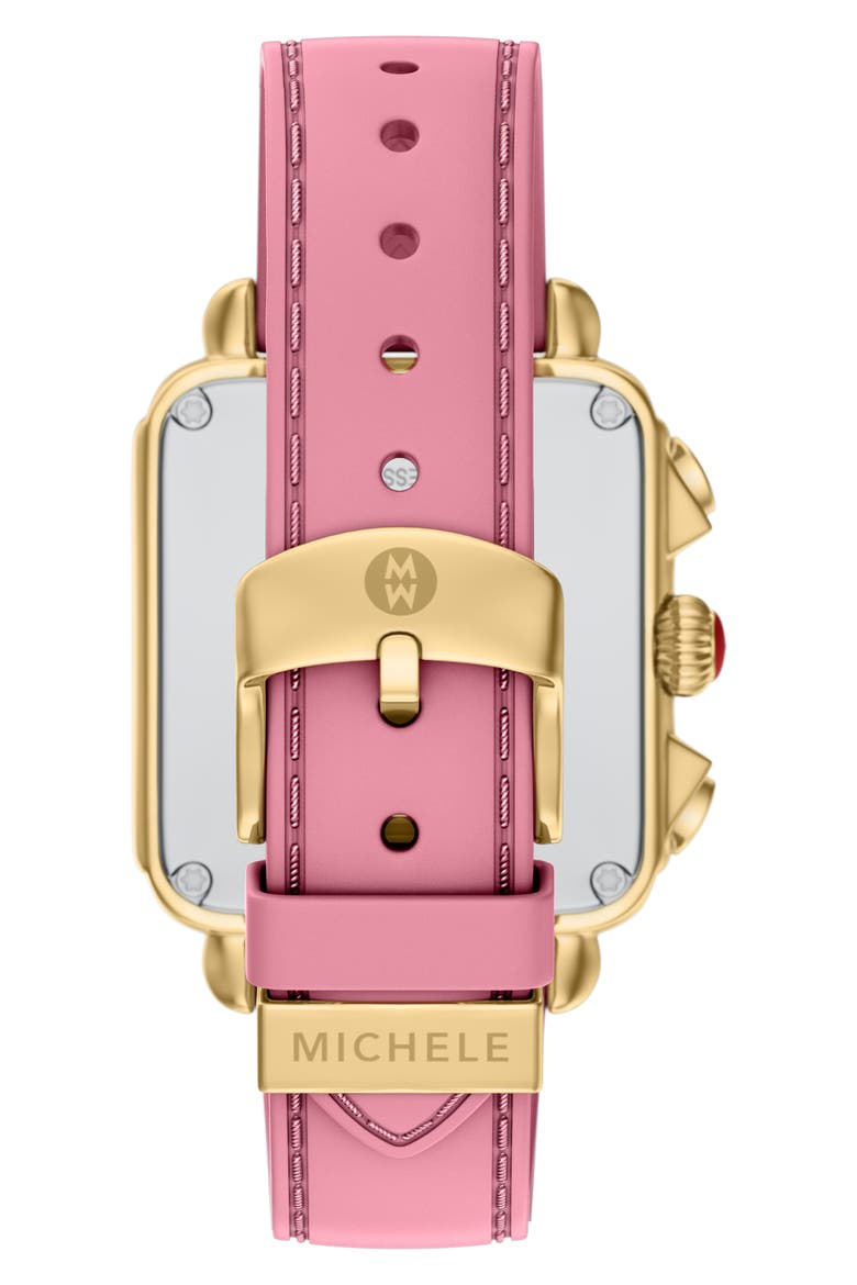 Deco Sport Mid Chronograph Silicone Strap Watch, 34mm x 36mm, Alternate, color, PINK