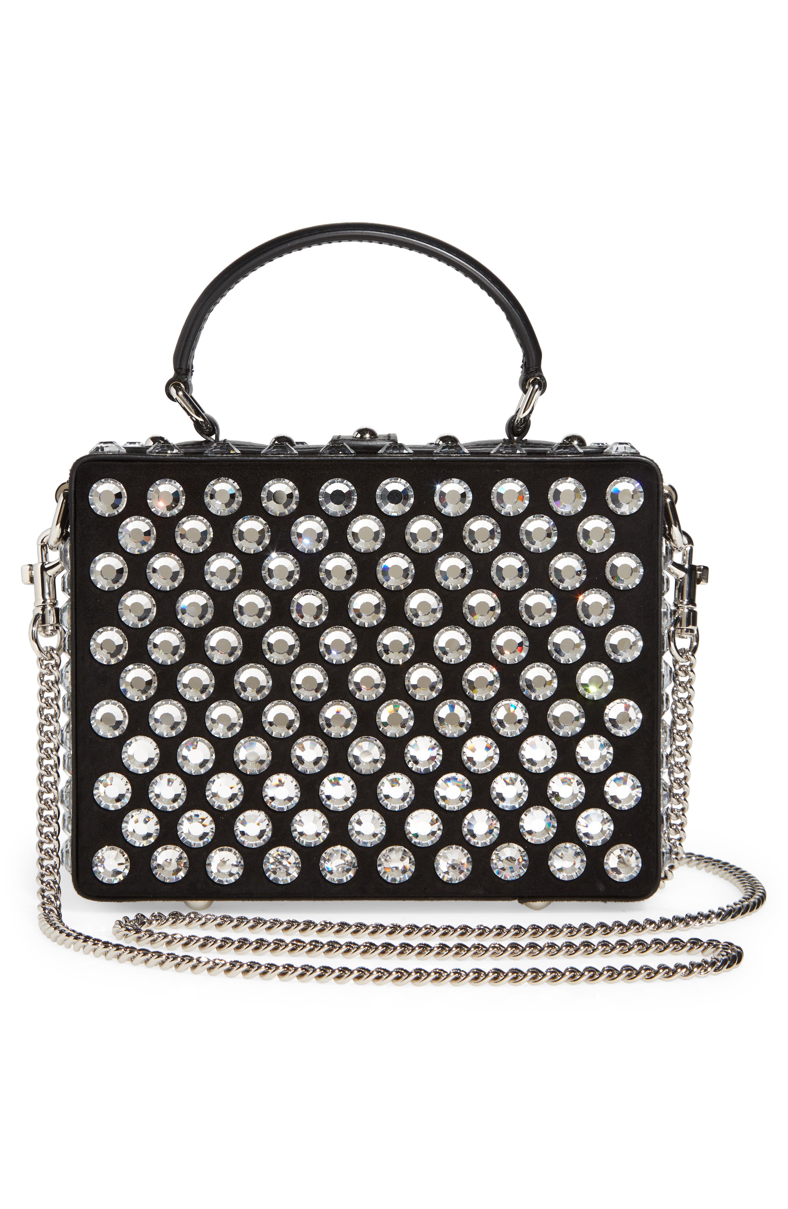 Dolce&Gabbana Crystal Embellished Box Bag, Alternate, color, Black