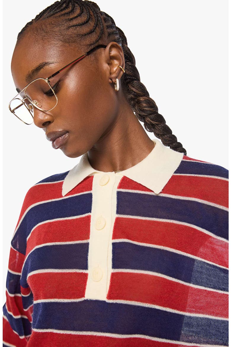 The Biggie Raquette Striped Wool Polo Sweater, Alternate, color, RED AND NAVY STRIPE