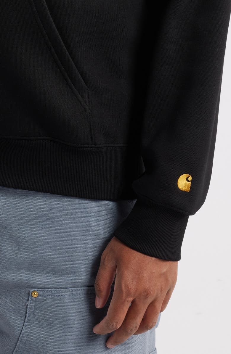 Carhartt Work In Progress Chase Quarter Zip Pullover, Alternate, color, Black / Gold