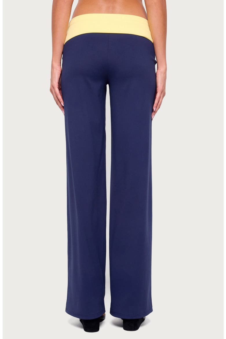 Dayna Contrast Foldover Straight Leg Pants, Alternate, color, NAVY